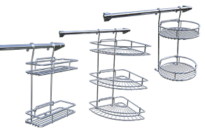 Полки для ванных комнат и кухни на рейлинг